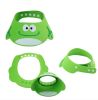 Différents angles de vue de la visière de bain grenouille avec boutons pression ajustables.