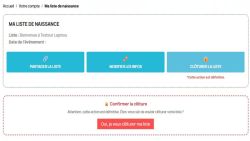 Finaliser et clôturer ma liste de naissance