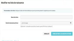 Modifier ma liste de naissance
